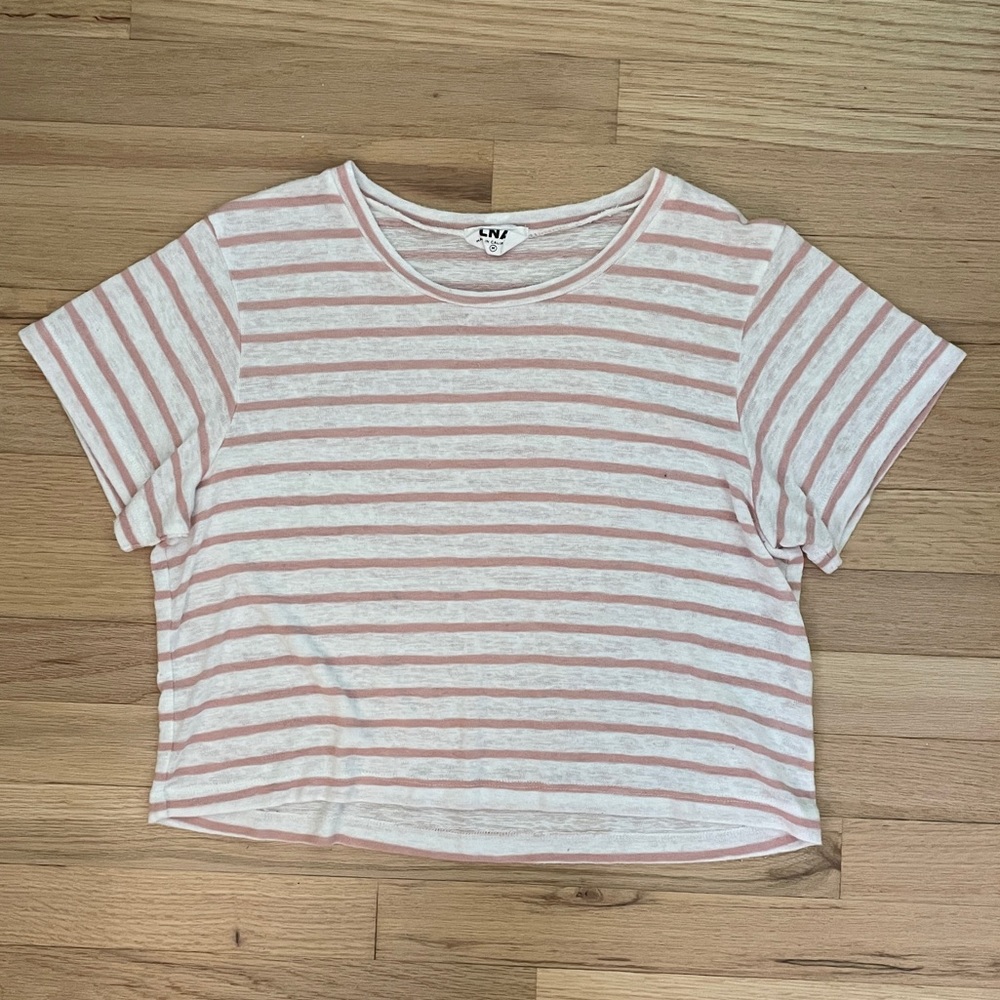 LNA Rian striped crop tee shirt